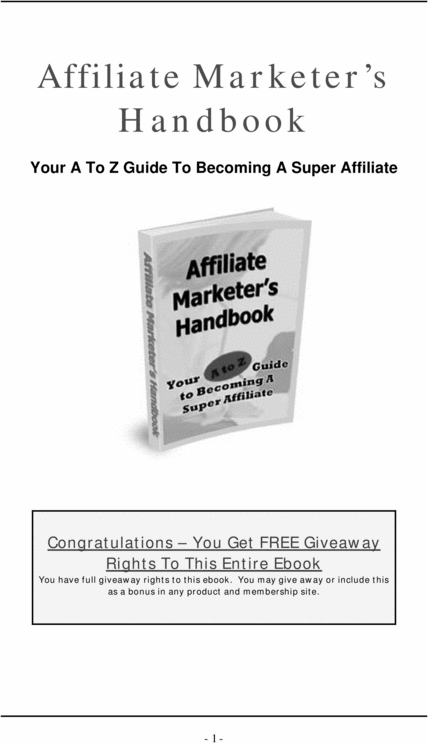 Product picture Affiliate Marketers Handbook
